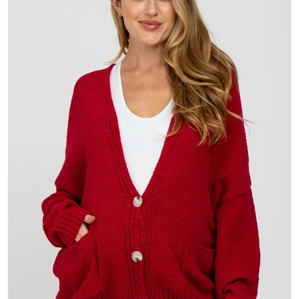 Pinkblush Deep Red Cardigan Sweater Maternity